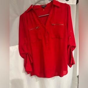 EXPRESS BLOUSE SIZE SMALL RED BUTTON UP WOMEN BLOUSE. EXCELLENT COND